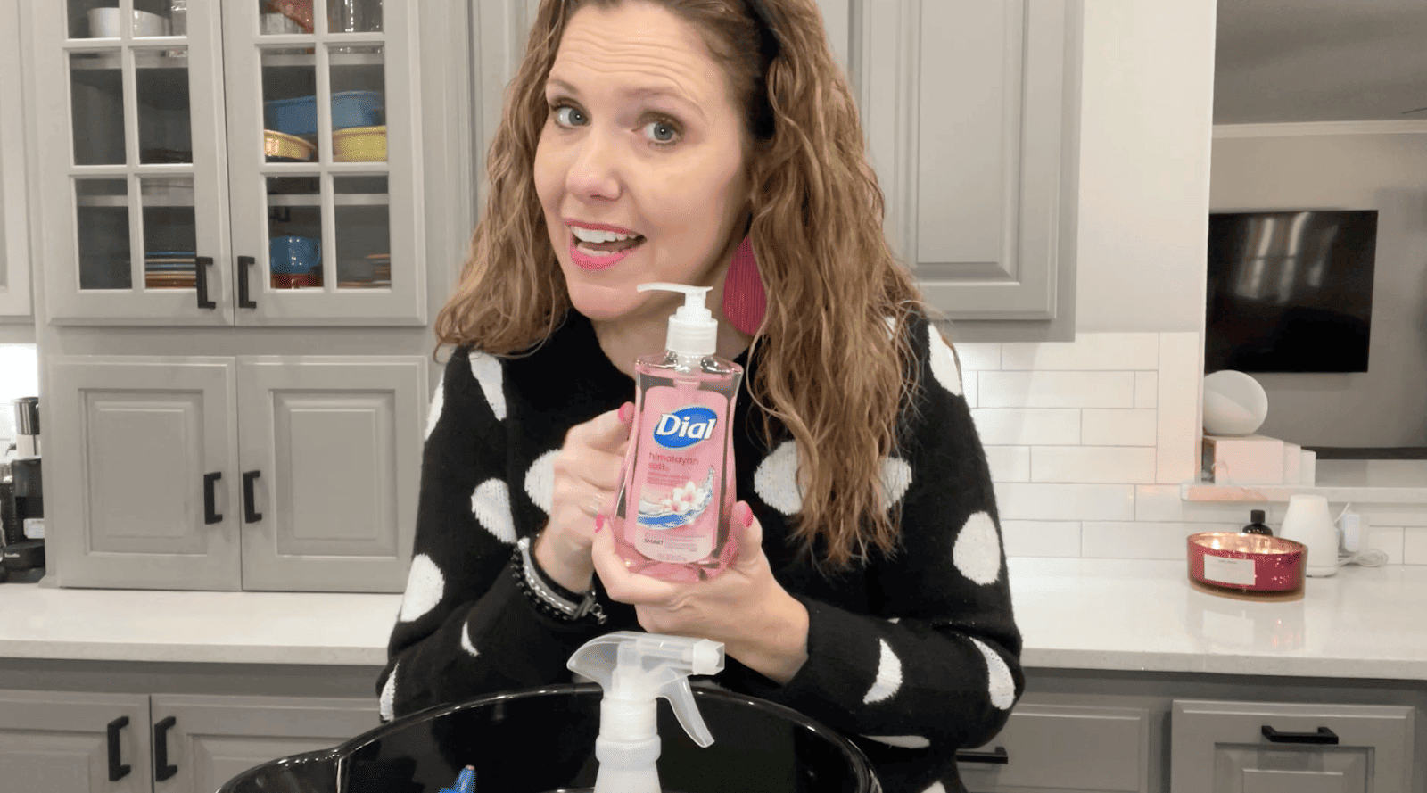 Lindsay holding Dial hand soap