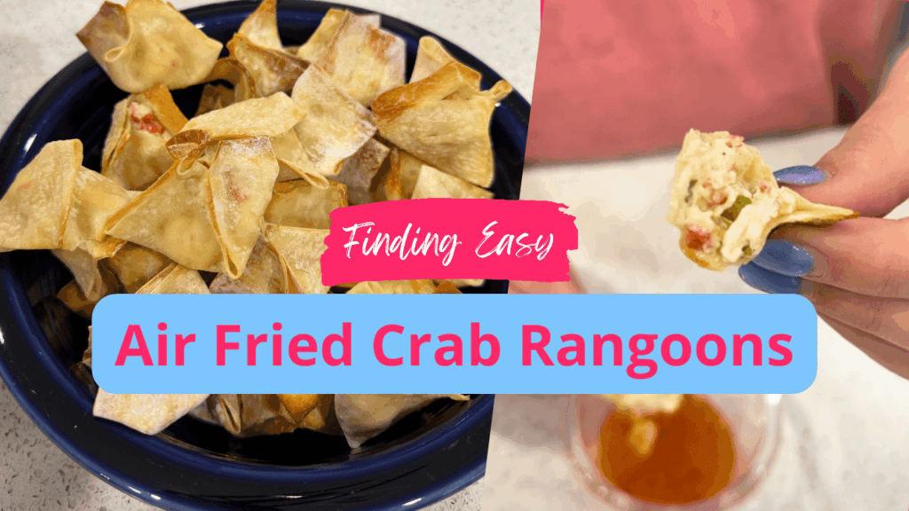 Crispy homemade crab rangoon filled with cream cheese and imitation crab, golden brown and served with sweet chili dipping sauce.