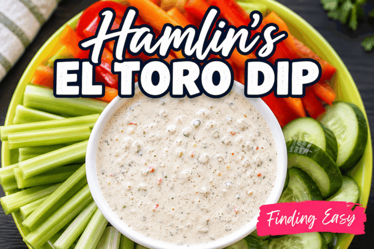 Hamlin’s El Toro Dip served with celery, cucumbers and colorful bell peppers