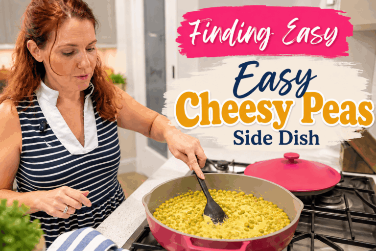 Easy Cheesy Peas made with canned peas, butter and American cheese