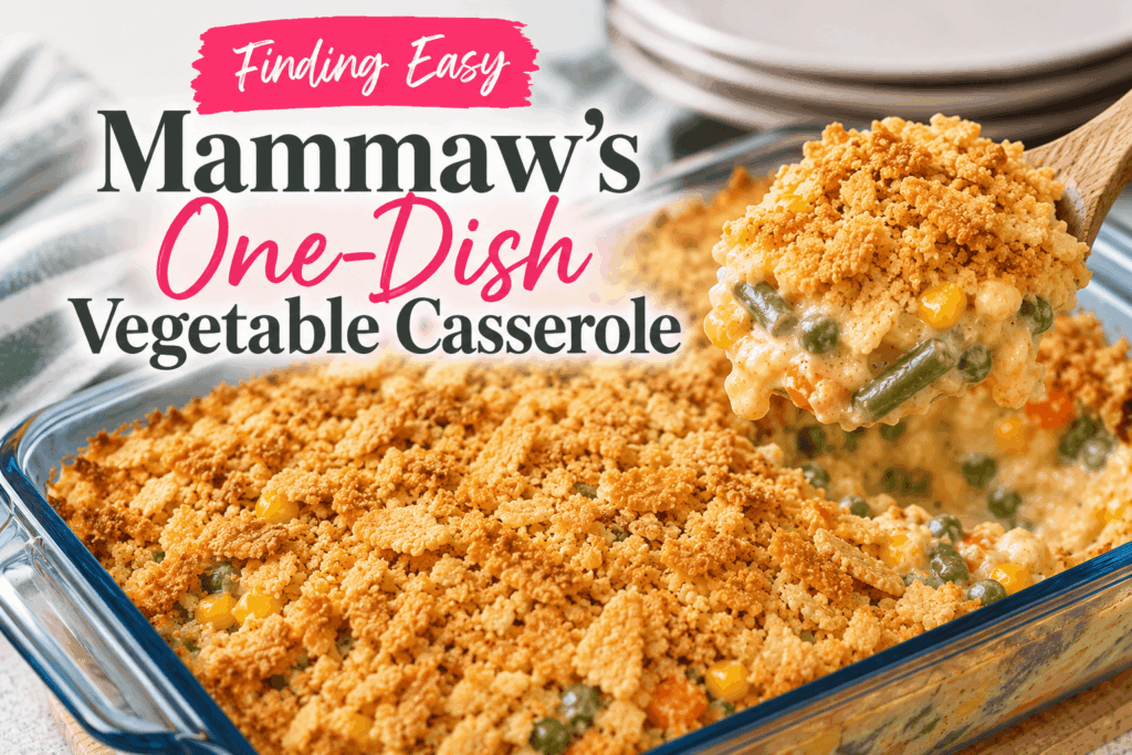 Mammaw’s One-Dish Vegetable Casserole with buttery Ritz cracker topping